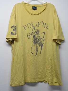 POLO Ralph Lauren 67 #3 BIG PONY Yellow Short Sleeve Cotton T Shirt Mens XL READ
